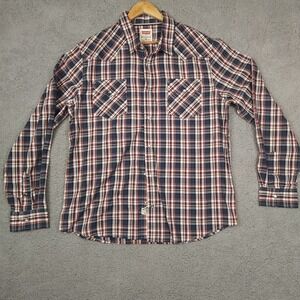 Levis Shirt Mens Extra Large Peral Snap Plaid Long Sleeve Western